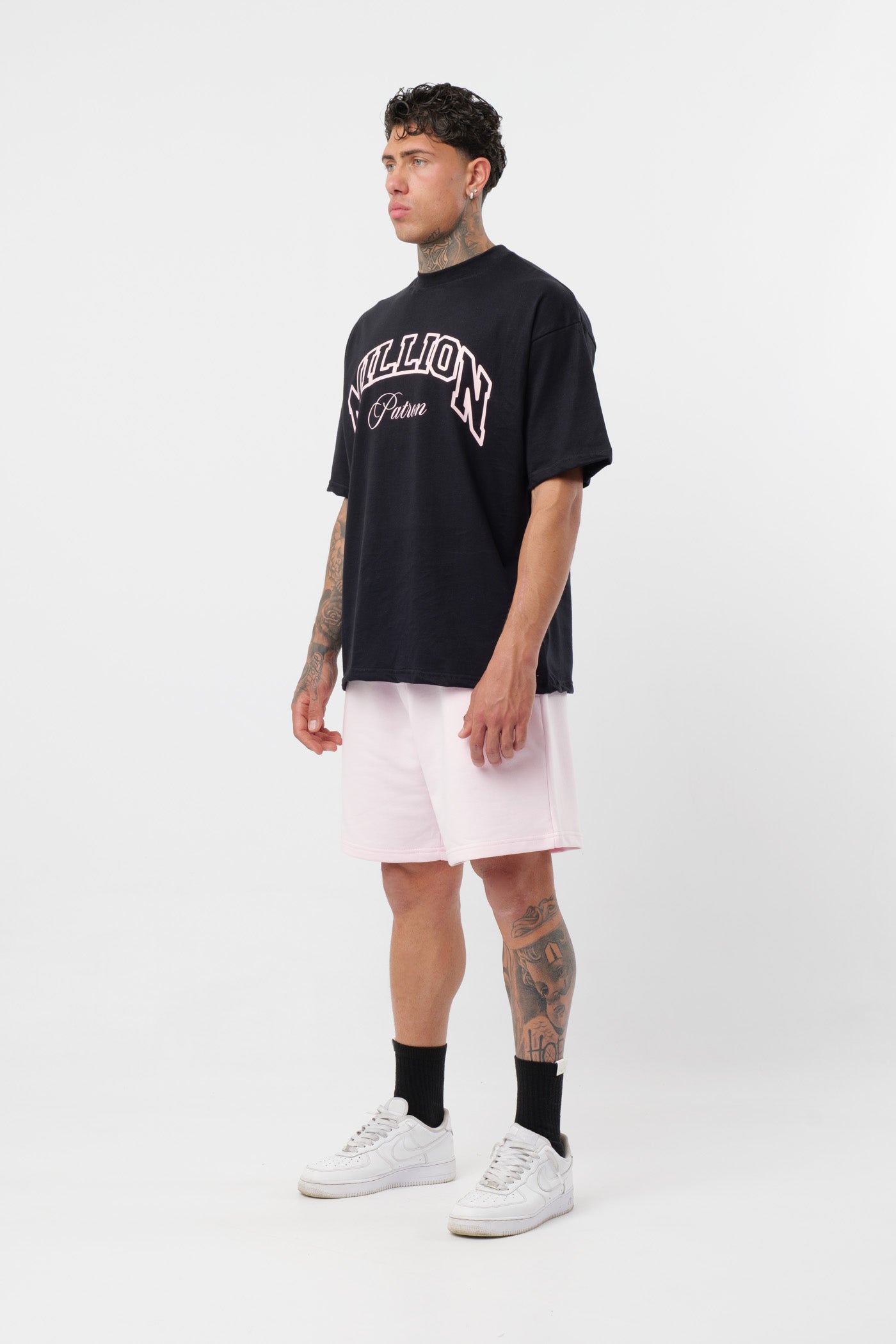 Camiseta Patron Negra Rosa