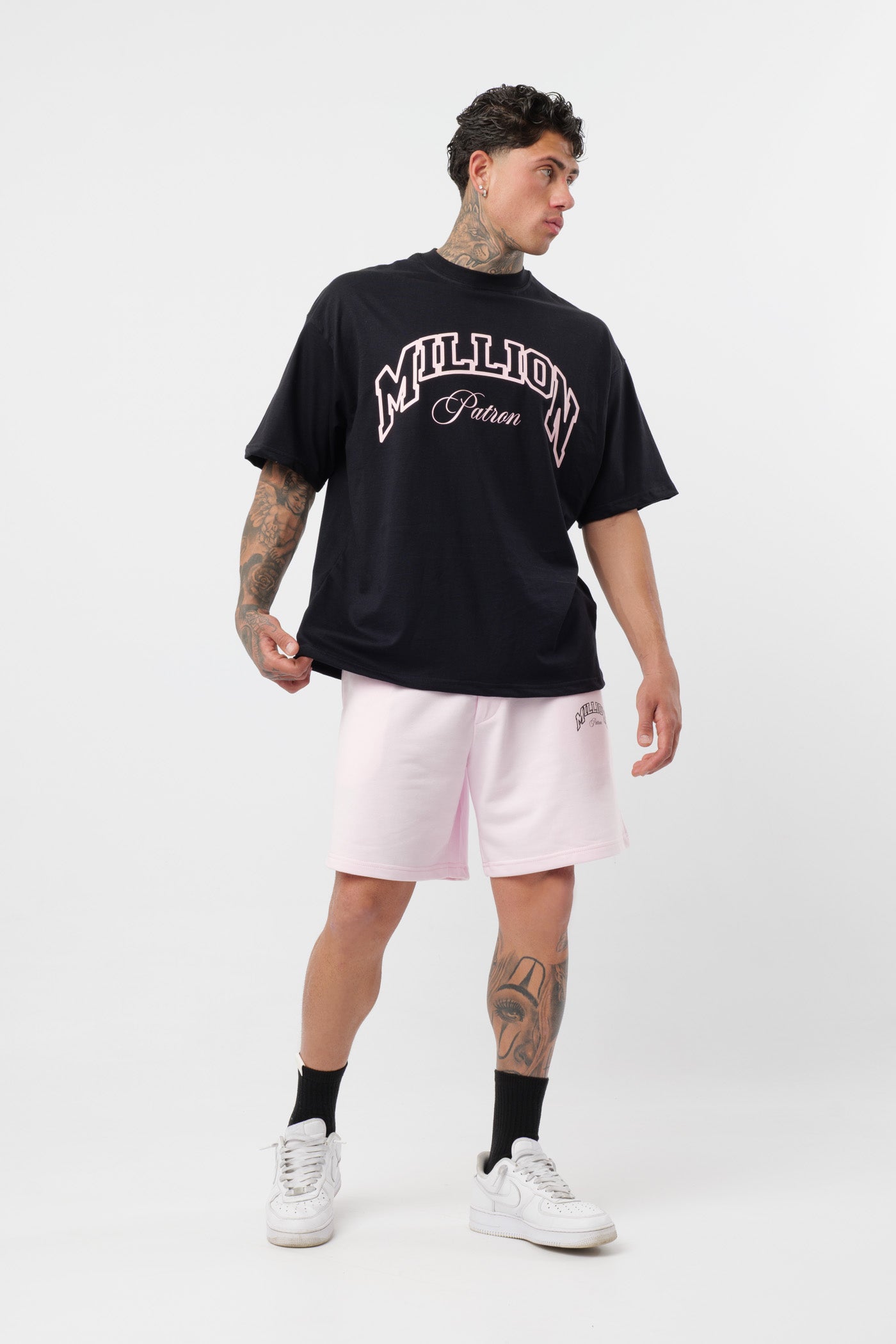 Camiseta Patron Negra Rosa