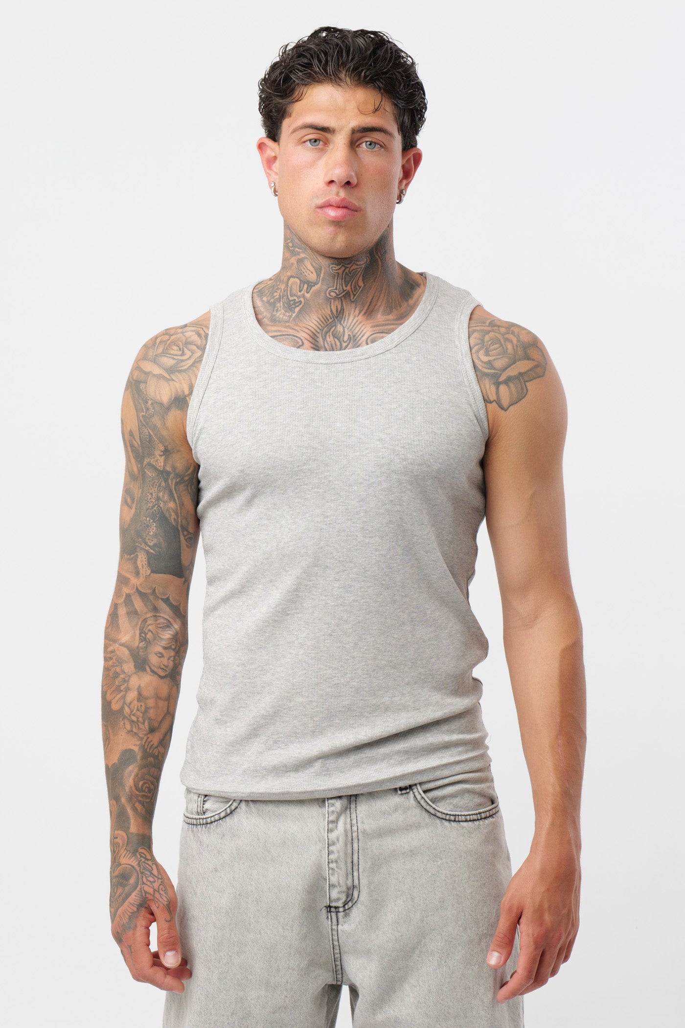 Camiseta de canalé Gris