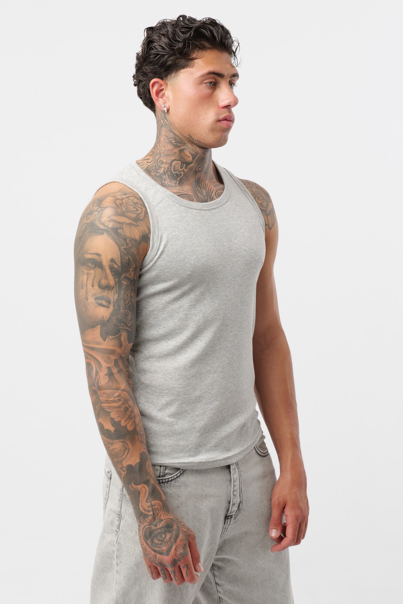 Camiseta de canalé Gris