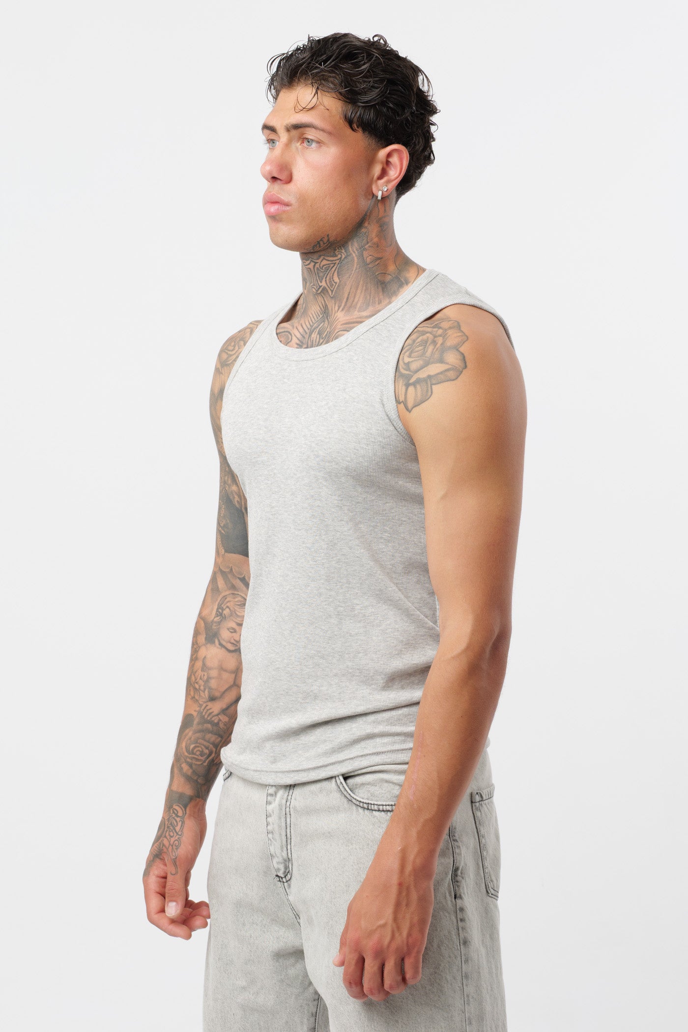 Camiseta de canalé Gris
