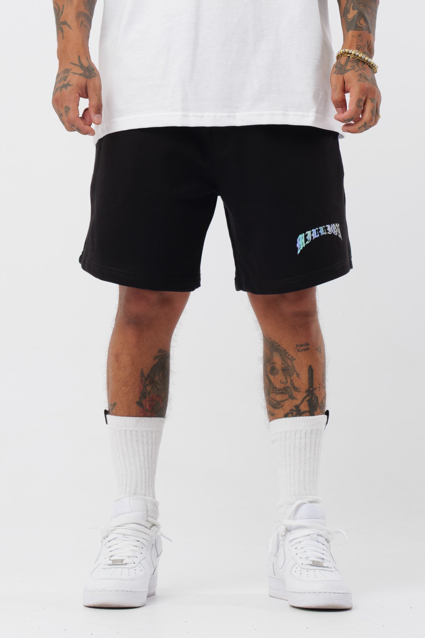 Pantalón corto holográfico negro