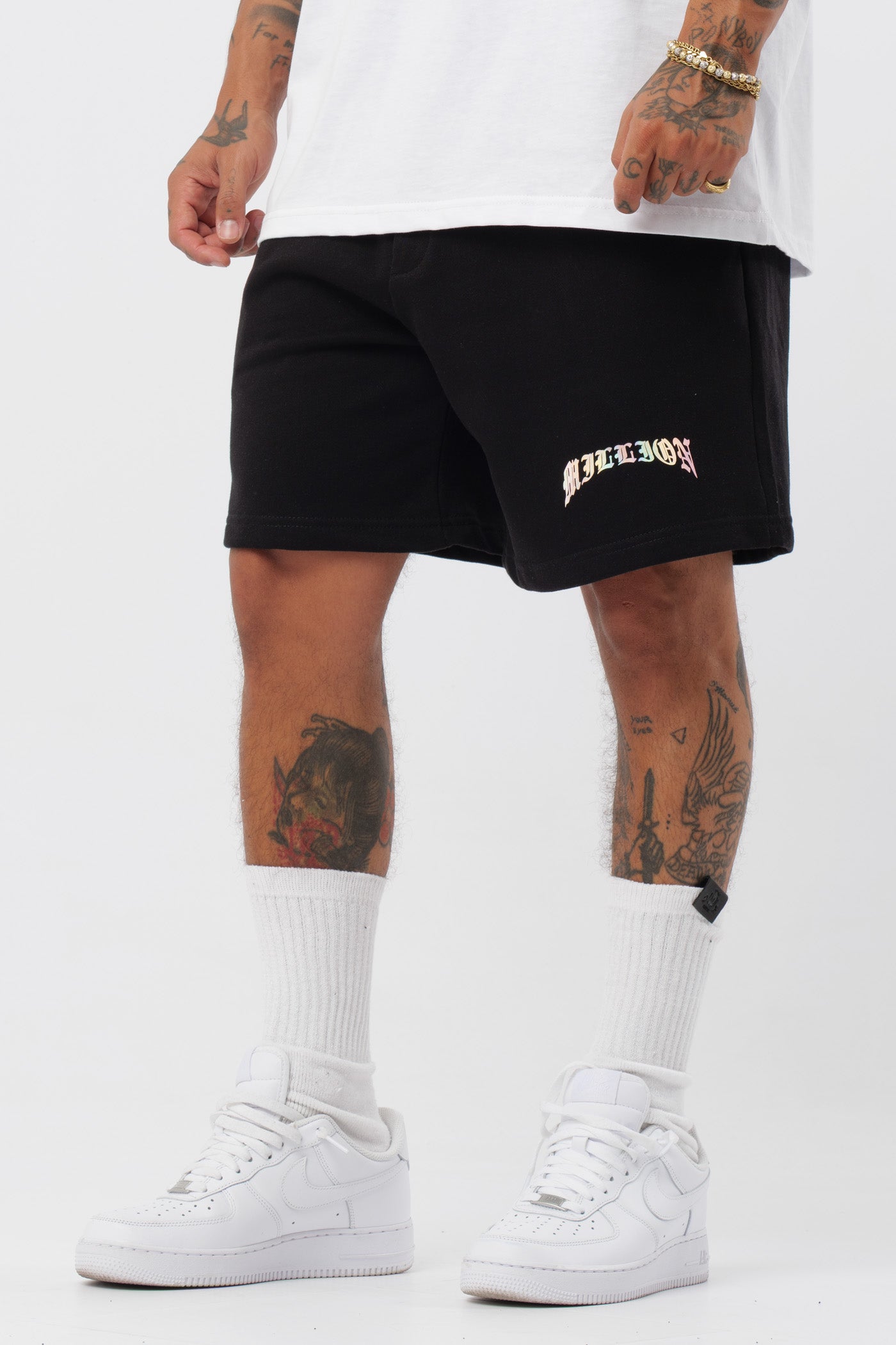 Pantalón corto holográfico negro