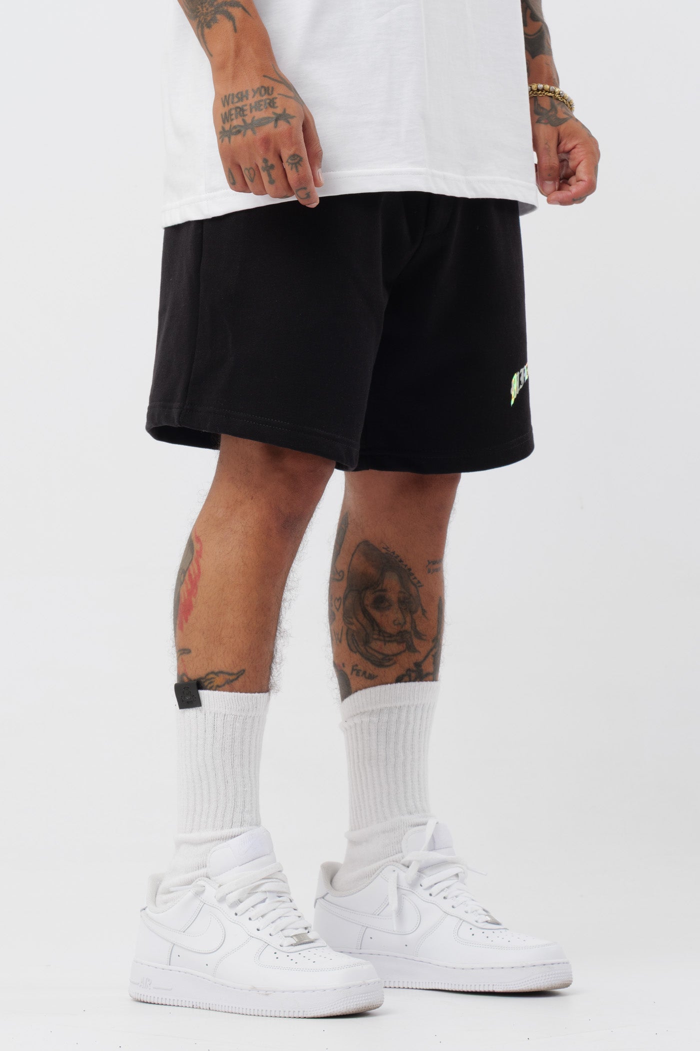 Pantalón corto holográfico negro