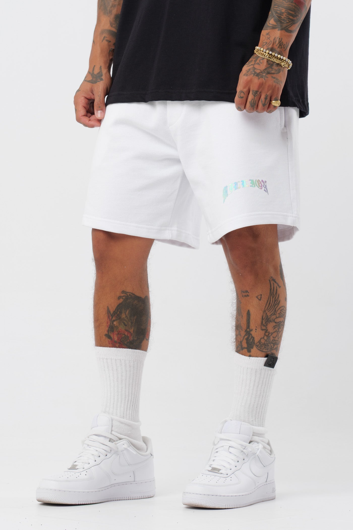Pantalón corto holográfico blanco