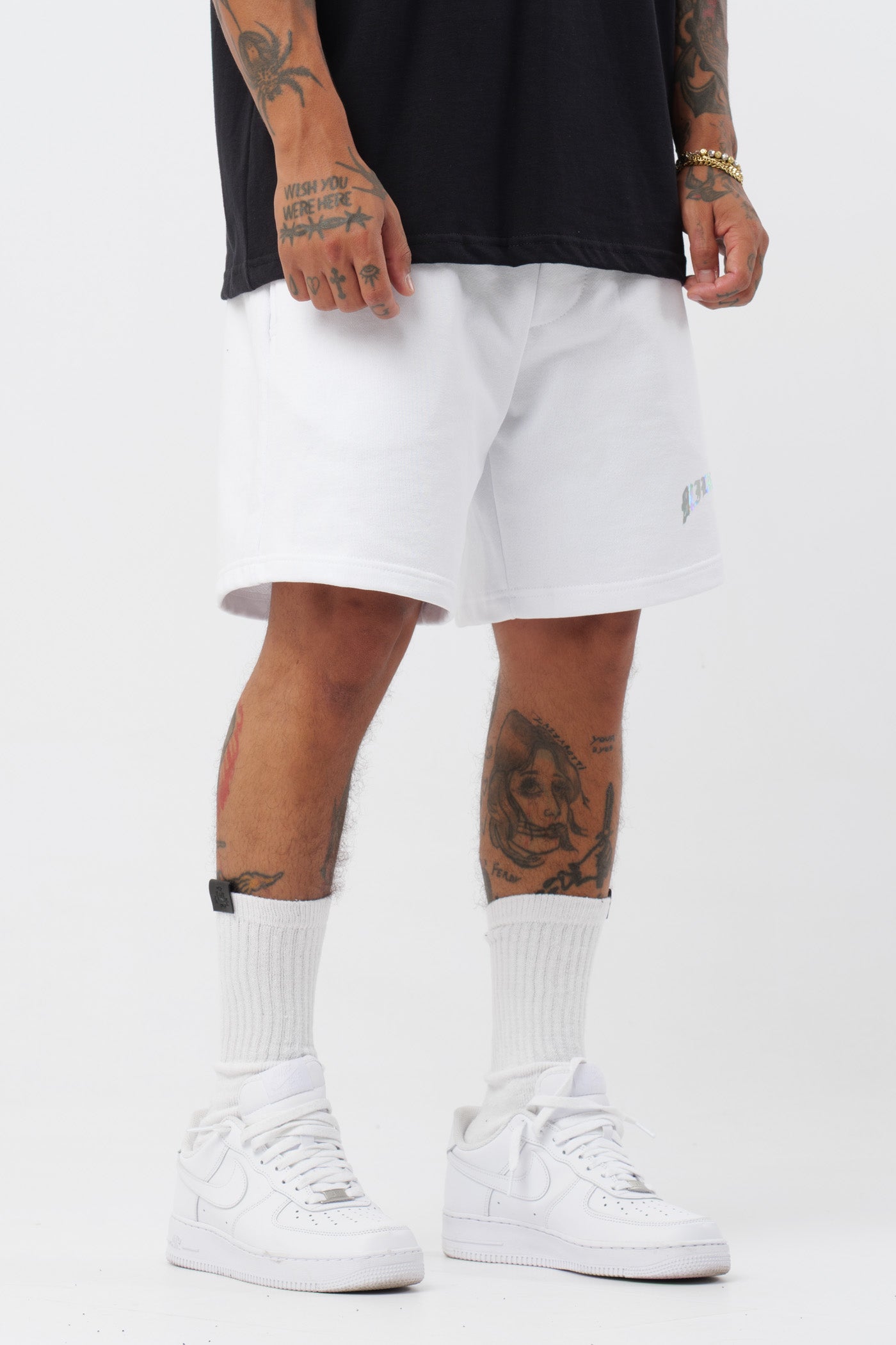 Pantalón corto holográfico blanco
