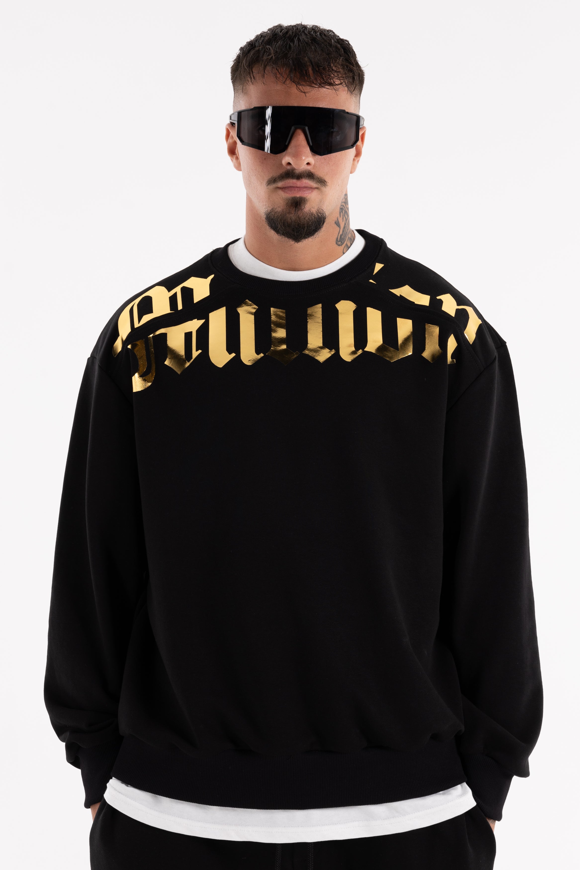 Sudadera Crewneck Gold Cortar Negra