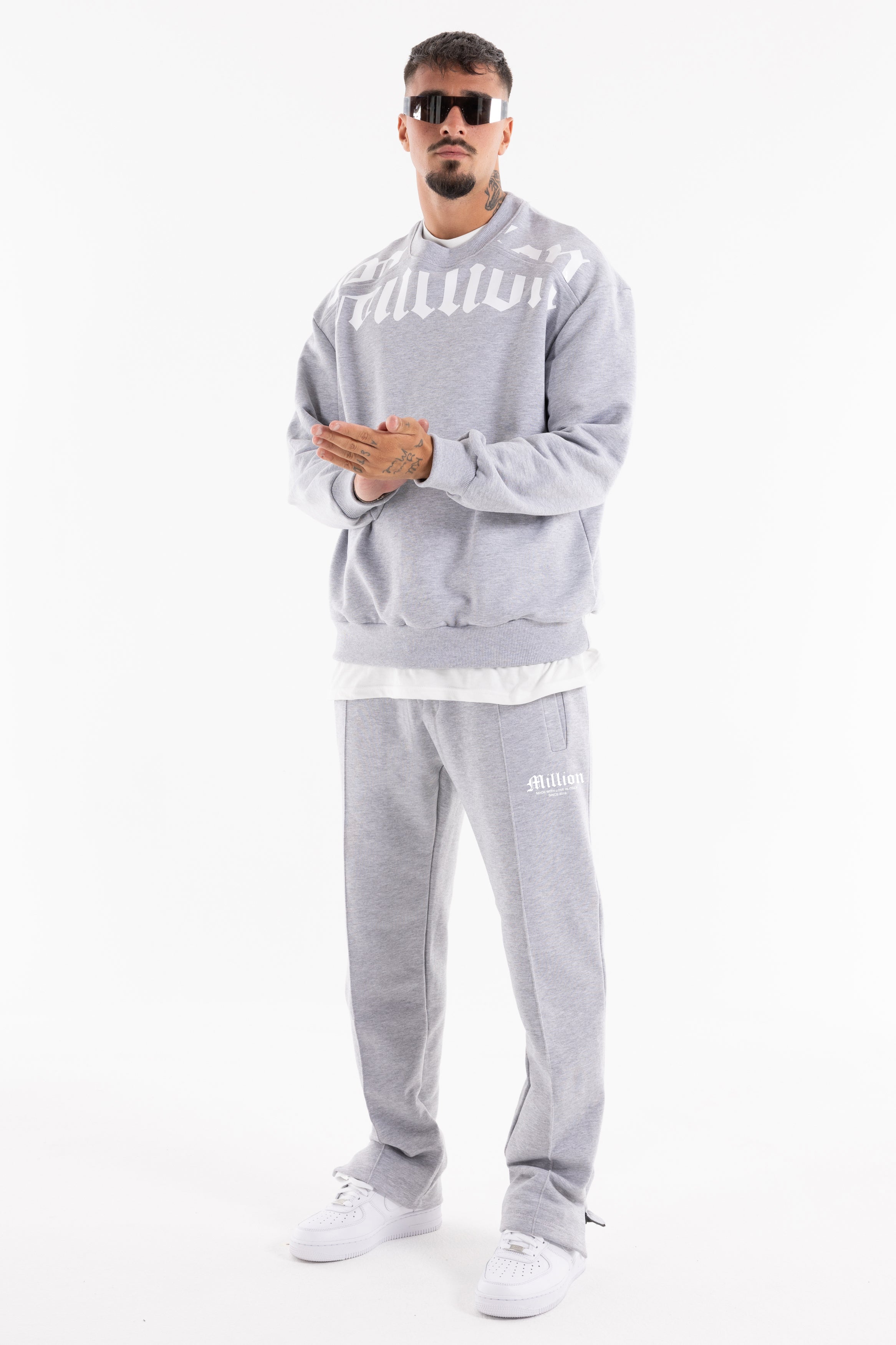Sudadera Crewneck White Cortar Gris