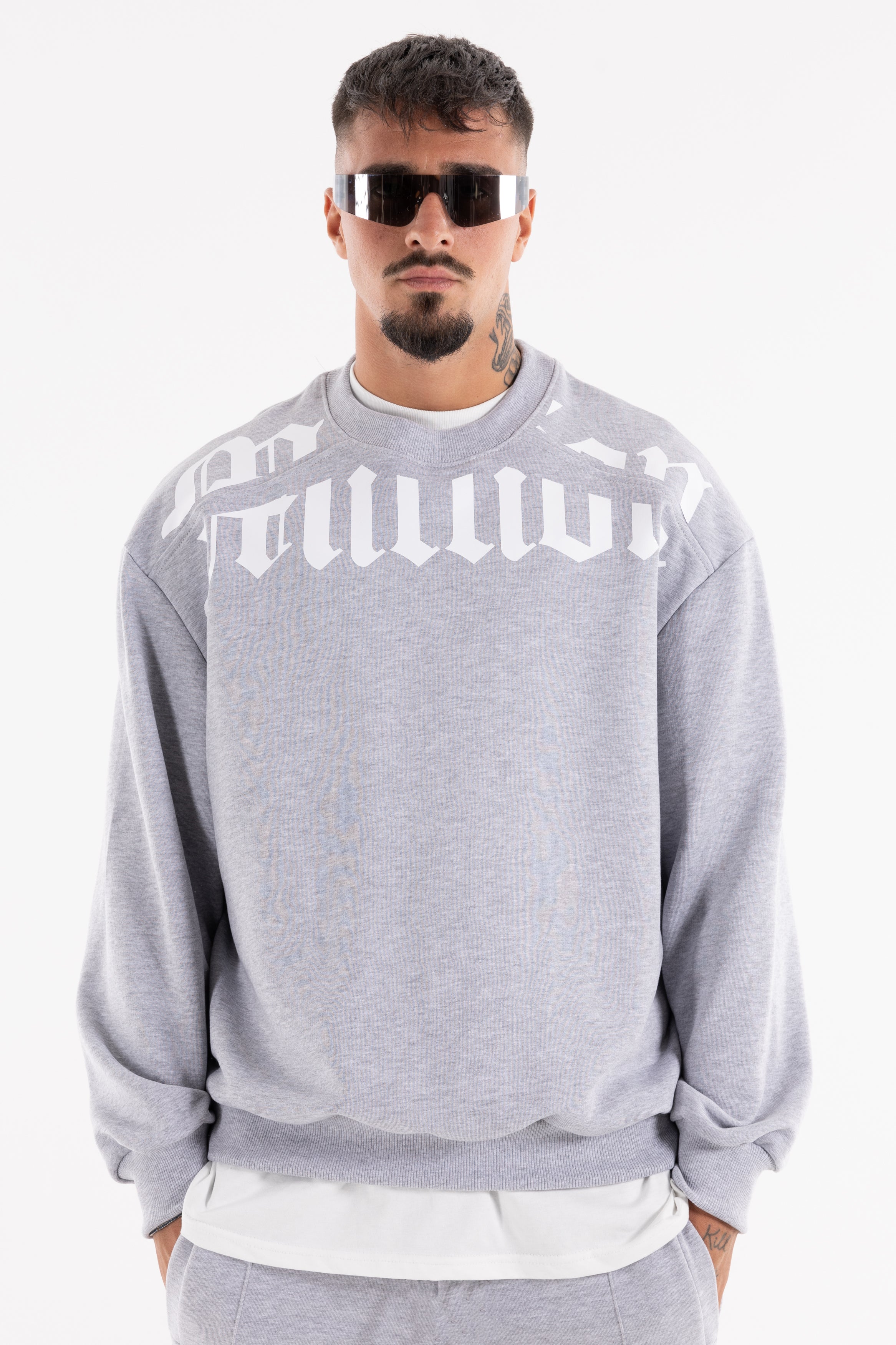Sudadera Crewneck White Cortar Gris