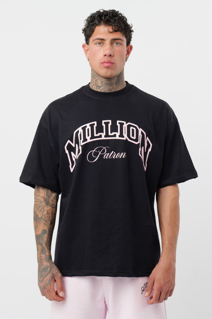 Camiseta Patron Negra Rosa
