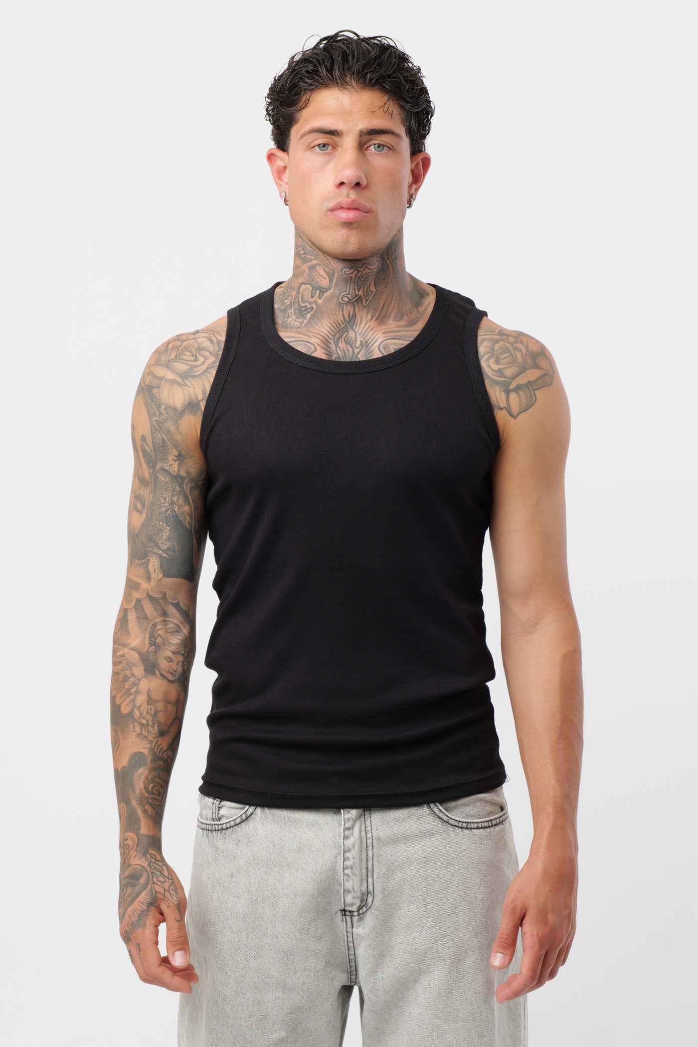 Camiseta de canalé Negra