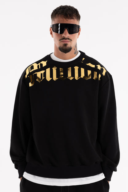Sudadera Crewneck Gold Cortar Negra
